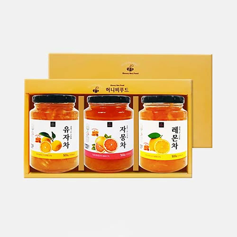 허니비푸드 꿀을 그린사람들 과일차 3종세트/500g*3
