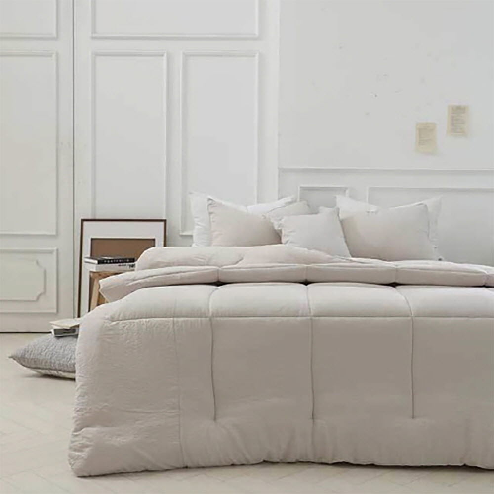 [쉐모아] 타비스 베이지 마이크로 차렵이불Q 3종세트(이불1P,패드1P,베개커버2P)