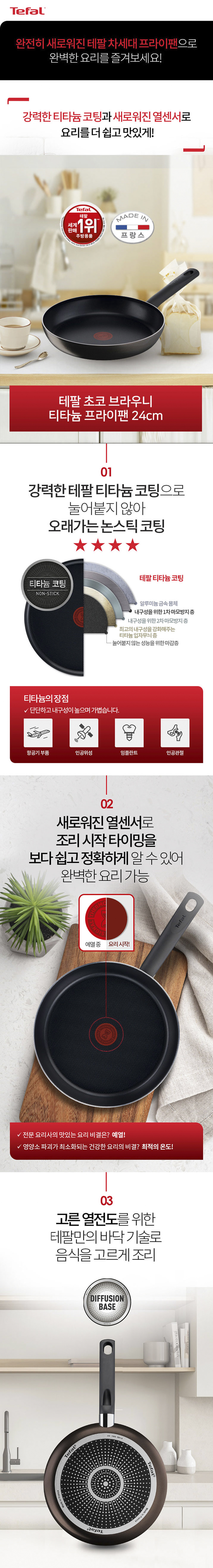 테팔 초코브라우니 프라이팬 24cm+G6 드레스 블루 프라이팬 28cm+죠르노펠리체 실리콘 멀티 유리 뚜껑 M 상세 2