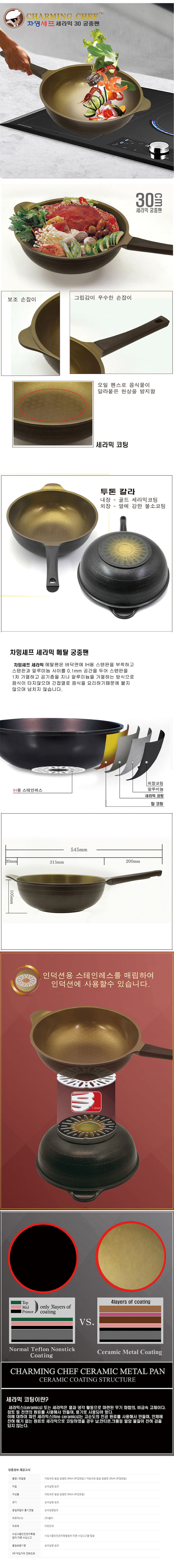차밍셰프 황금궁중팬 30cm + 유리뚜껑 상세 1