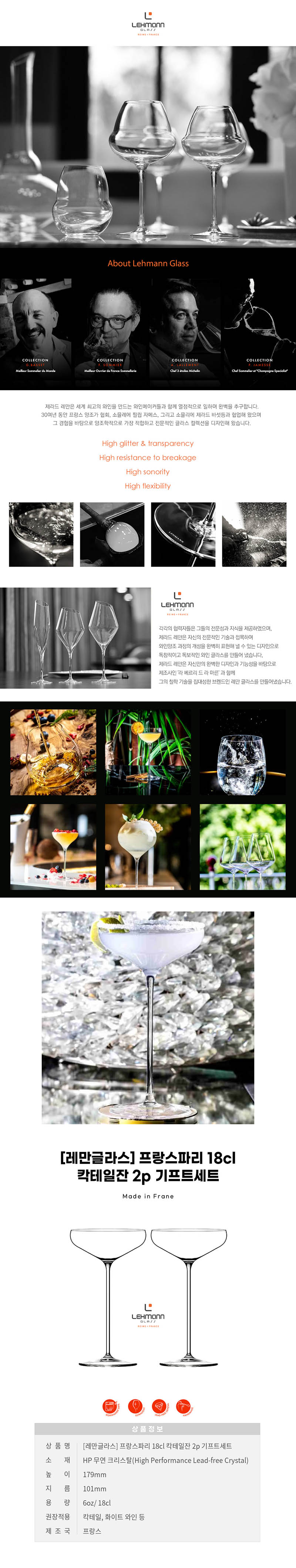 레만글라스 프랑스파리 18cl 칵테일잔 2p 기프트세트 (france made) 상세 1