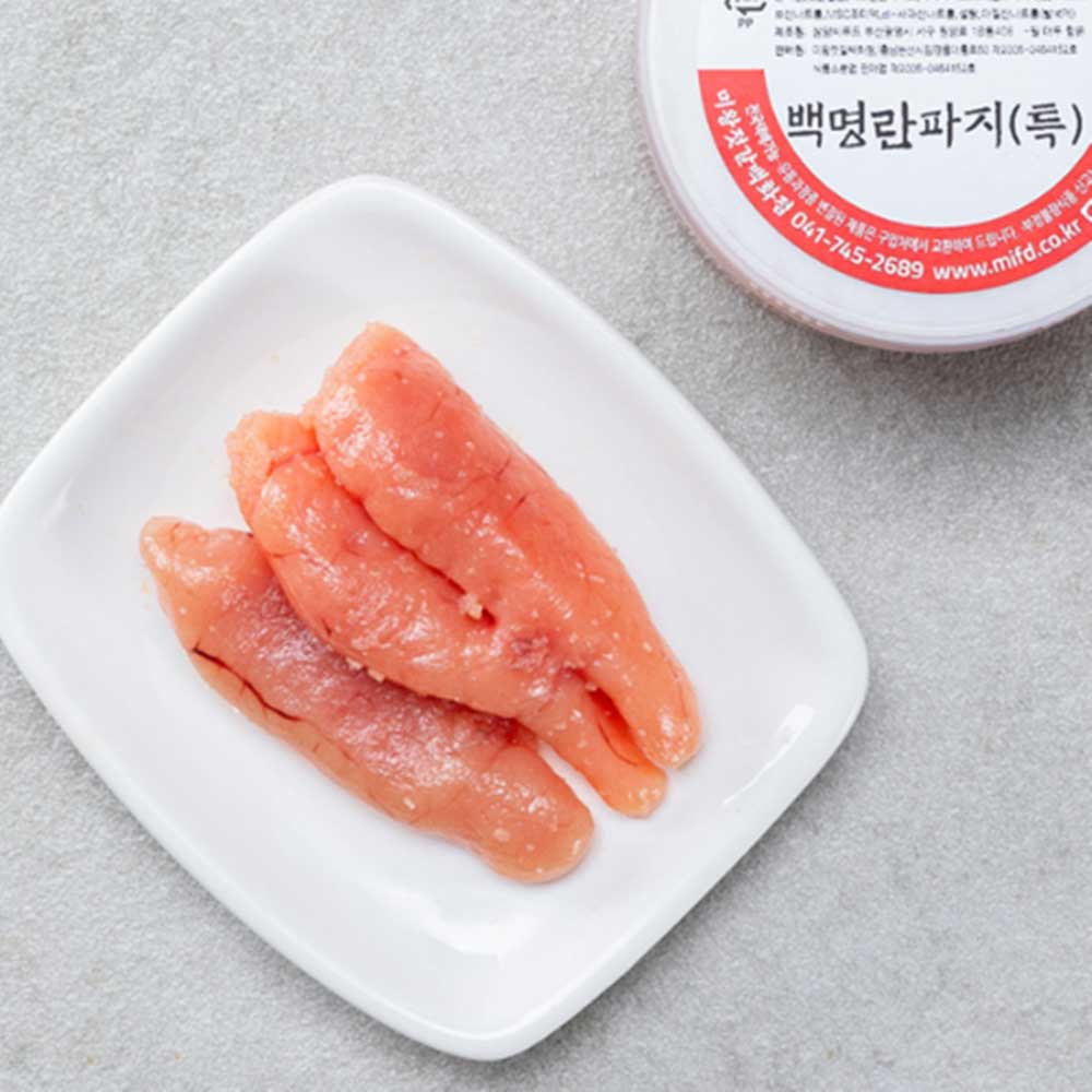 미왕젓갈백화점 정성을 다하는 반찬논산 특산품 백명란 파지(특) 250g(아이스박스 포장)