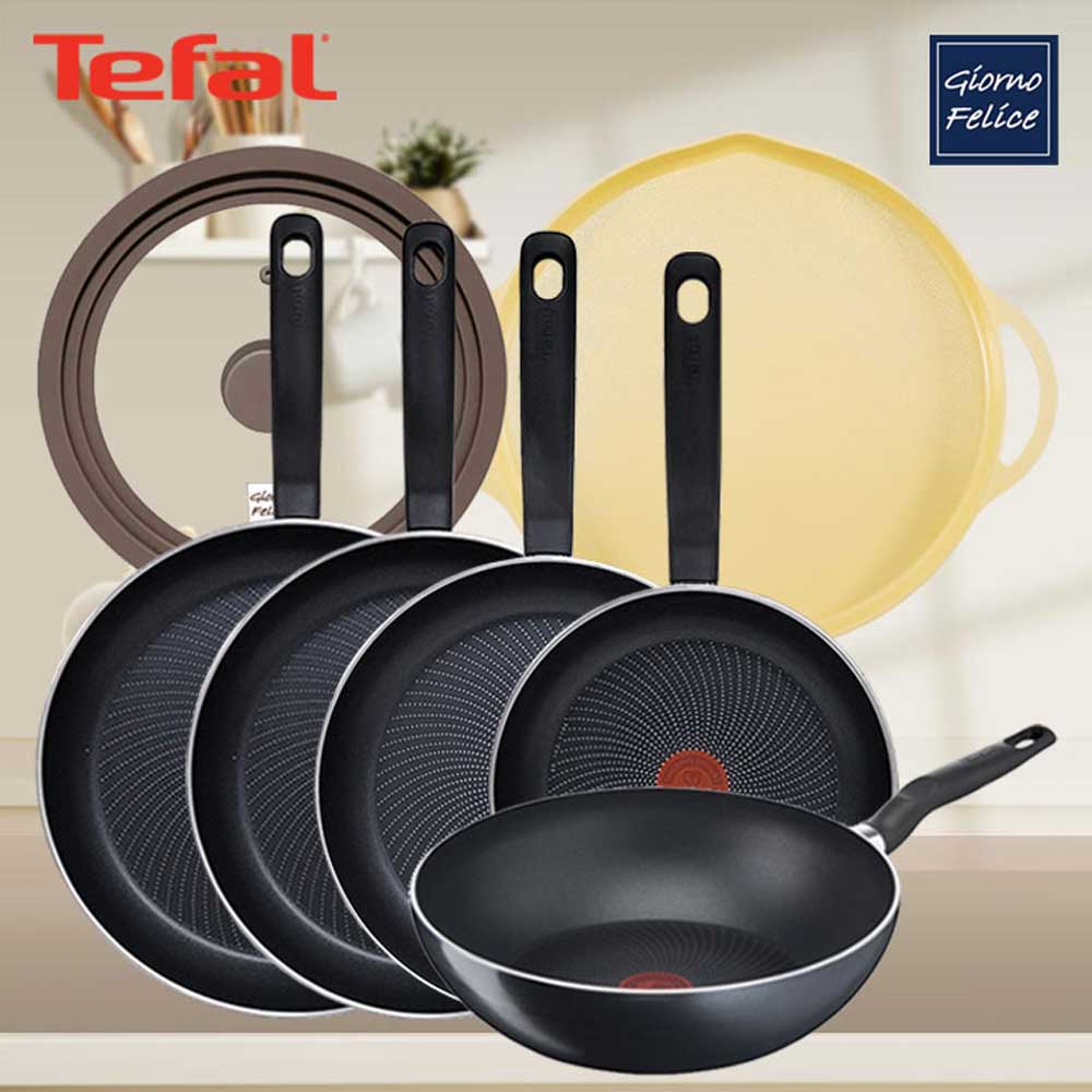 테팔 인덕션 퍼펙트쿠킹 티타늄 프라이팬 24cm+28cm+30cm+32cm+멀티팬 28cm+죠르노펠리체 인덕션 멀티 그리들 34cm 옐로+실리콘 멀티 유리 뚜껑 M TFC-PC483032WIGYSMCM