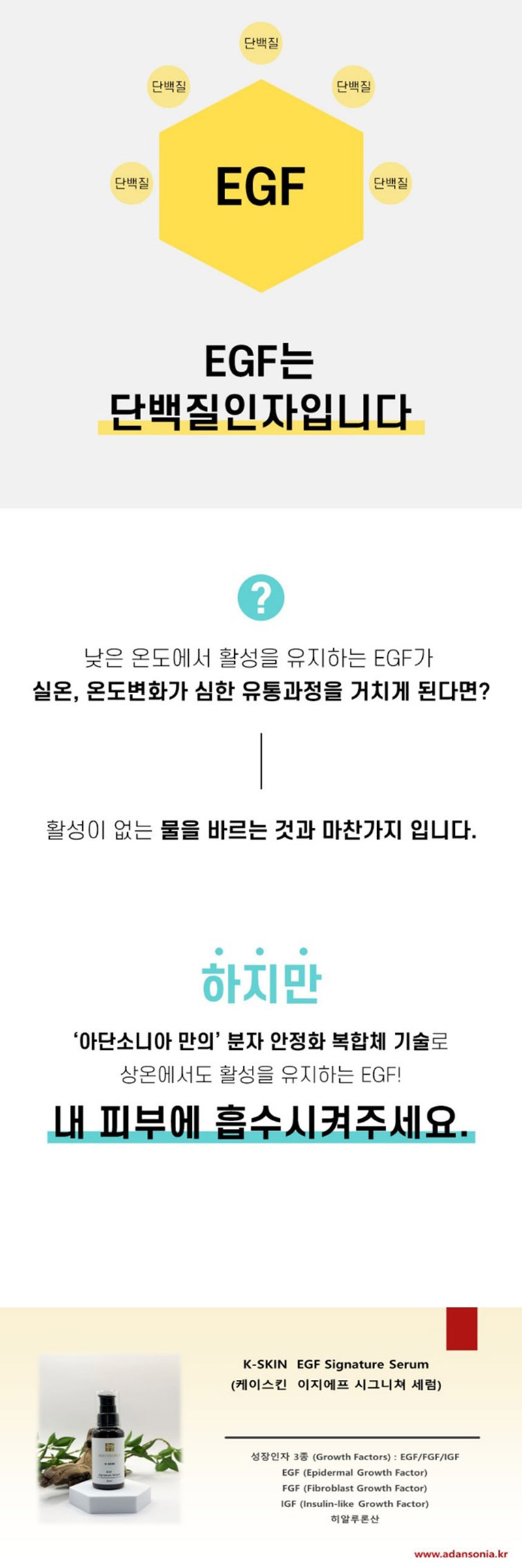 [아단소니아] lK-SKIN EGF Signature Serum 케이스킨 이지에프 시그니쳐 세럼 60ml 상세 2