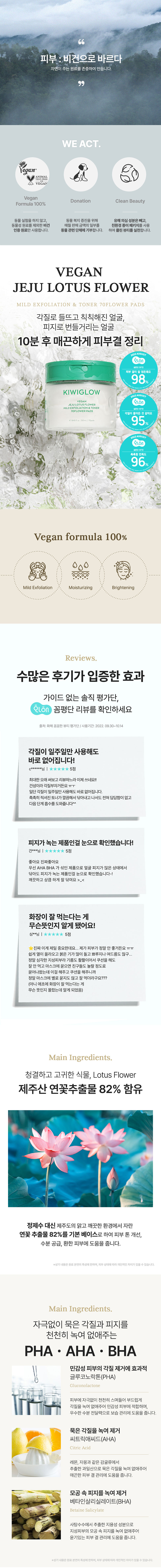 키위글로우 비건 제주 연꽃 마일드 각질케어 휴대용 15패드 상세 1