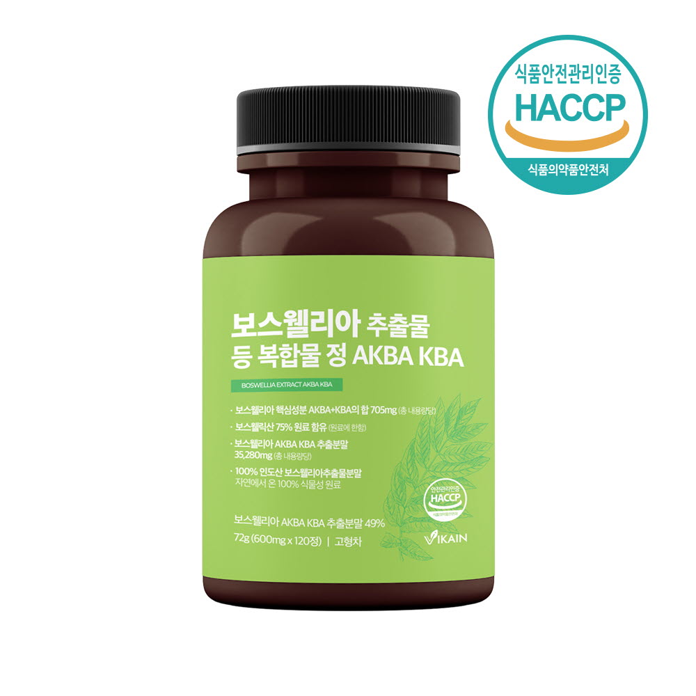 보스웰리아 추출물 등 복합물 정 AKBA KBA 600mg x 120정, 72g