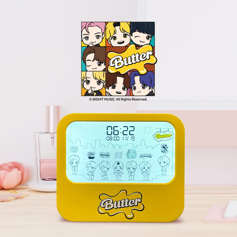BTS butter 애니메이션 탁상시계 (LED무드등, 알람, 디지털시계, 굿즈)