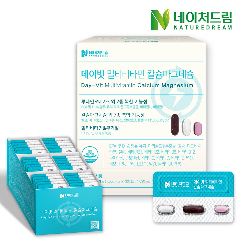 네이처드림 데이빗 멀티비타민 칼슘 마그네슘 루테인 오메가3 1000mg+1030mg+600mg x 30정