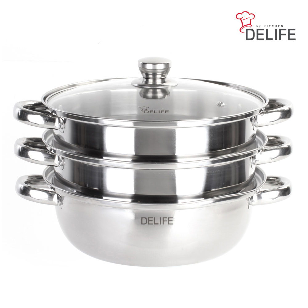 디라이프 스테인레스 인덕션 3단 찜전골냄비(28cm) DLA-SP28