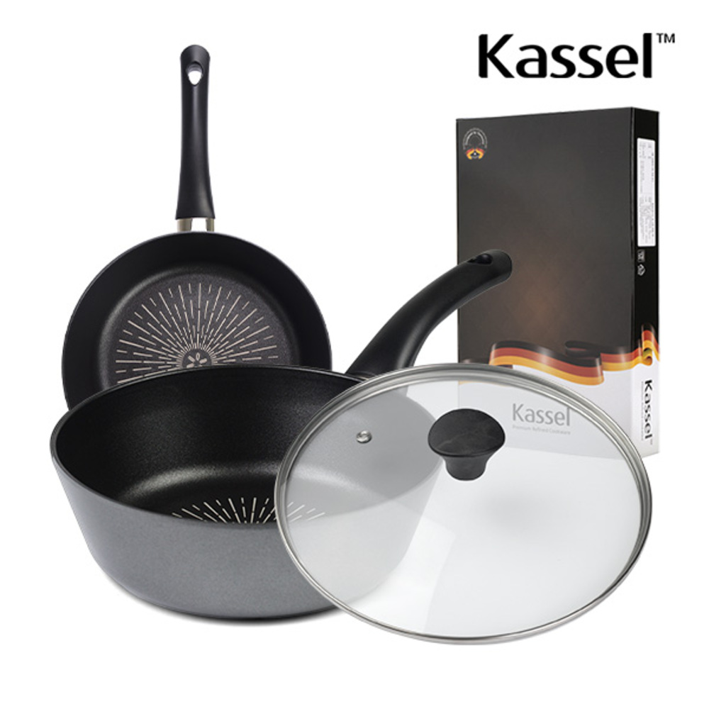 Kassel 카셀 쿡라이트 플러스(Cook Right Plus) 인덕션 IH 궁중팬24cm+유리뚜껑24cm