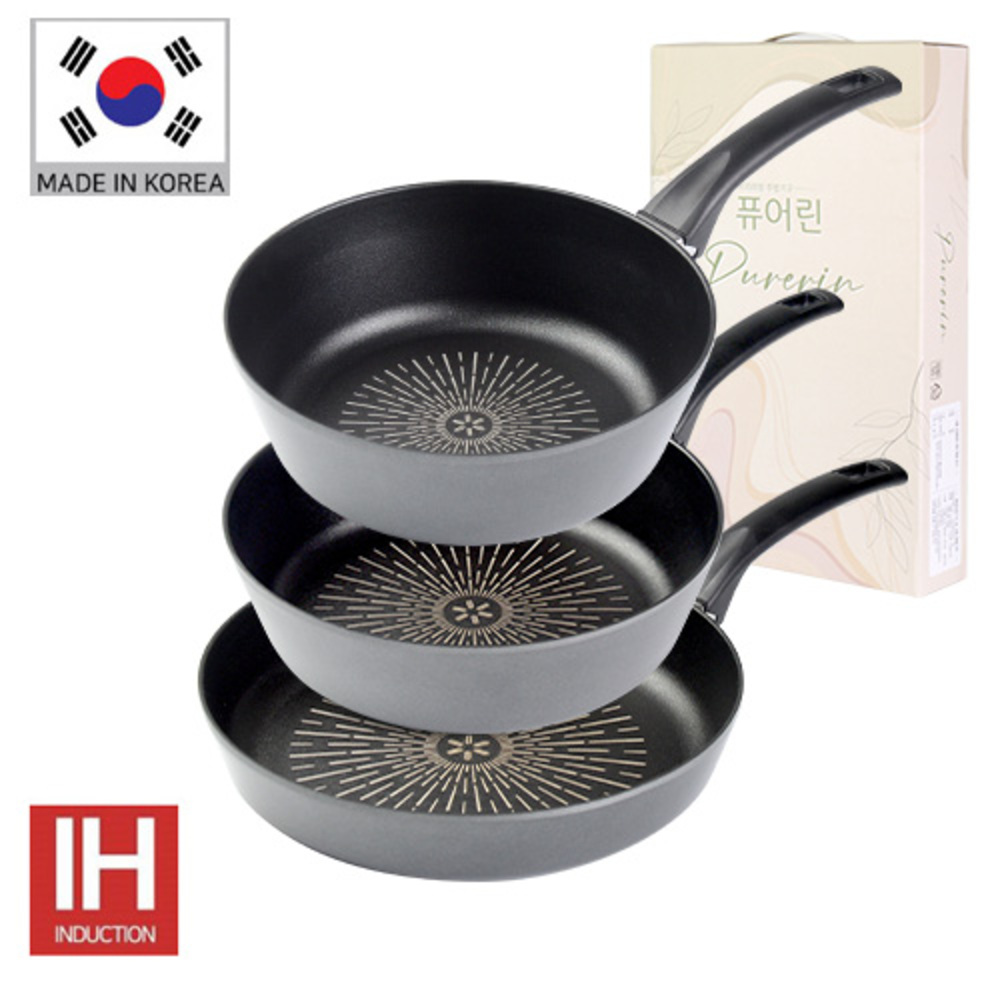 Pure-Rin 퓨어린 쿡 라이트(Cook-Right) 인덕션 IH 프라이팬 3종C세트(프라이팬28cm+궁중팬28cm+궁중팬24cm)