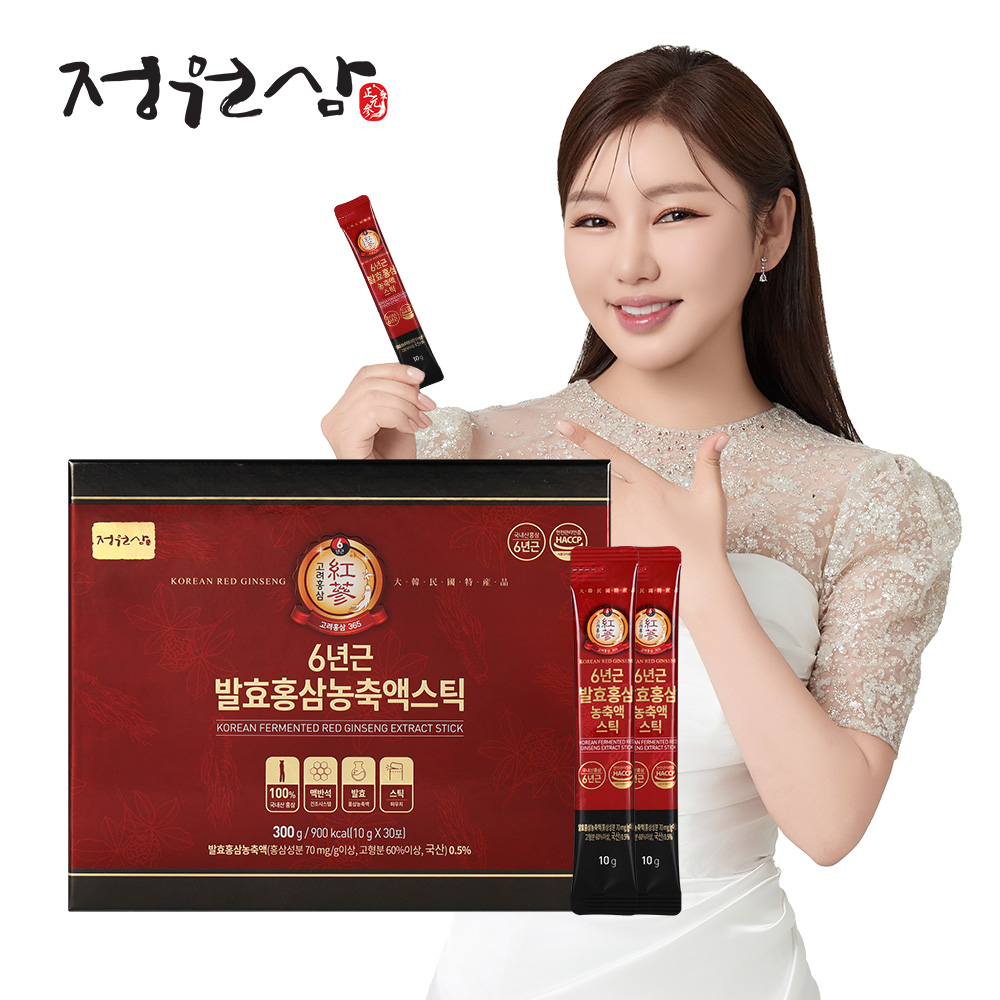 정원삼 6년근 발효홍삼 농축액스틱 30포+쇼핑백[흡수율 뛰어난 발효홍삼/벌꿀과 감귤농축액 함유/맥반석 건조 시스템]