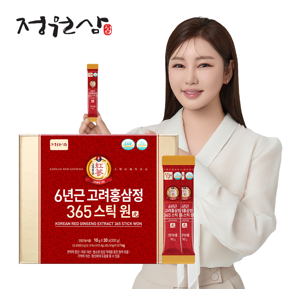 정원삼 6년근 고려홍삼정 365스틱 원 10g x 30포/쇼핑백포함