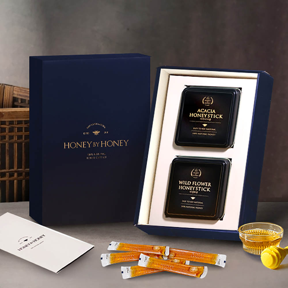 [허니] 국내산 아카시아꿀10gx15포+야생화꿀10gx15포/천연벌꿀/틴케이스/쇼핑백포함