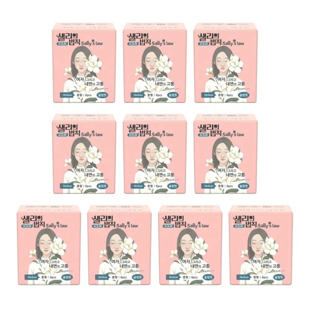 샐리의 법칙 생리대 시그니처 슬림핏 중형 6P 10팩