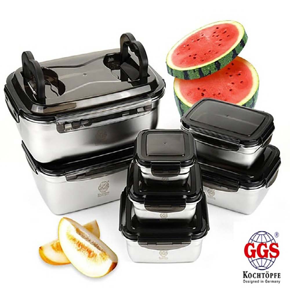 GGS 스테인레스 밀폐용기 직사각형 2PC (5,500ml(2P))