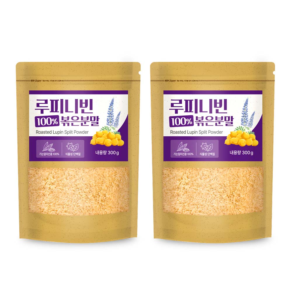 루피니빈 콩 볶은분말 100% 식물성 단백질 루핀분말 300g*2개
