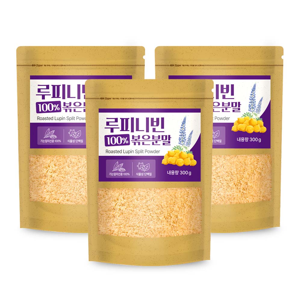 루피니빈 콩 볶은분말 100% 식물성 단백질 루핀분말 300g*3개