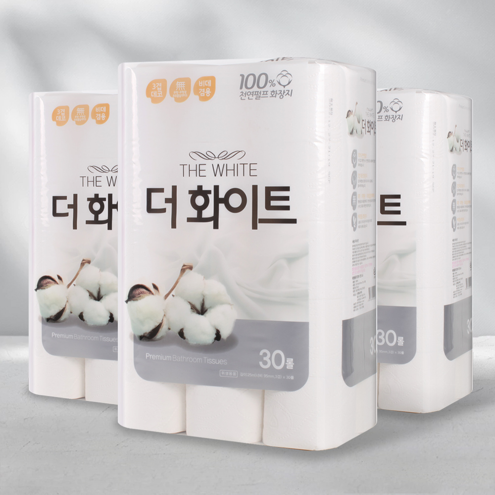 [행복S&P제지]더화이트 25 두루마리 화장지25m*30R 3팩