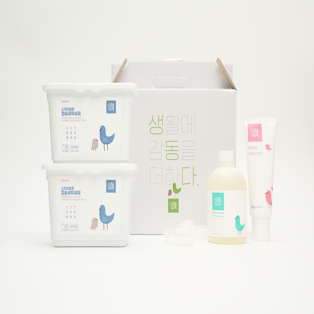 [생활감동] 4종 선물세트 (스카이블루 2개+다목적세정제 500ml+곰팡이제거제 150g)