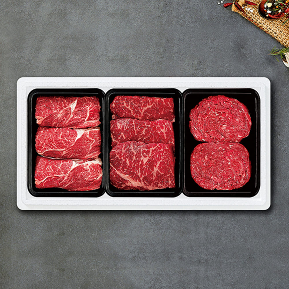 한우1등급 냉장 알찬 선물세트3호 1.3kg (등심400g, 채끝400g, 불고기500g)