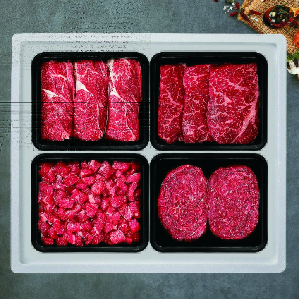한우1등급 냉장 구이정육세트 1.2kg (등심300g, 채끝300g, 불고기300g, 국거리300g)