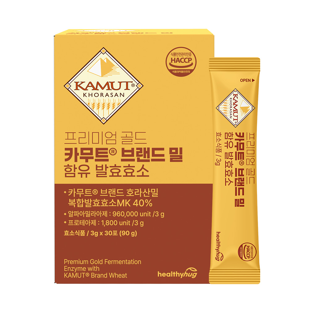 헬씨허그 프리미엄 골드 카무트 브랜드밀 함유 발효효소 3g x 30포