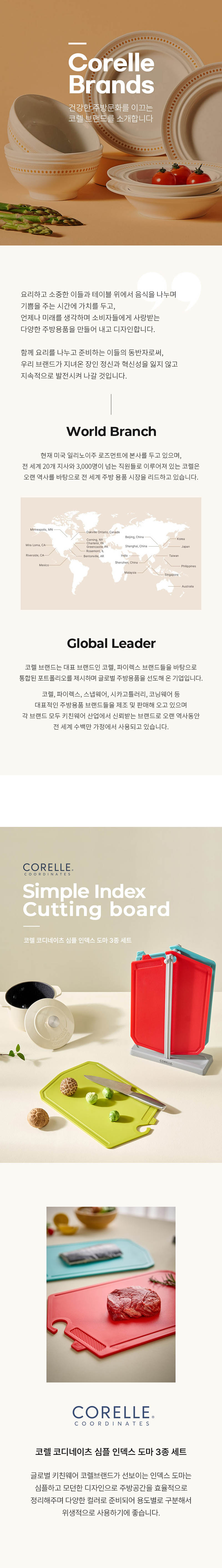 [코렐] 코디네이츠 심플 인덱스 도마3종세트 상세 1