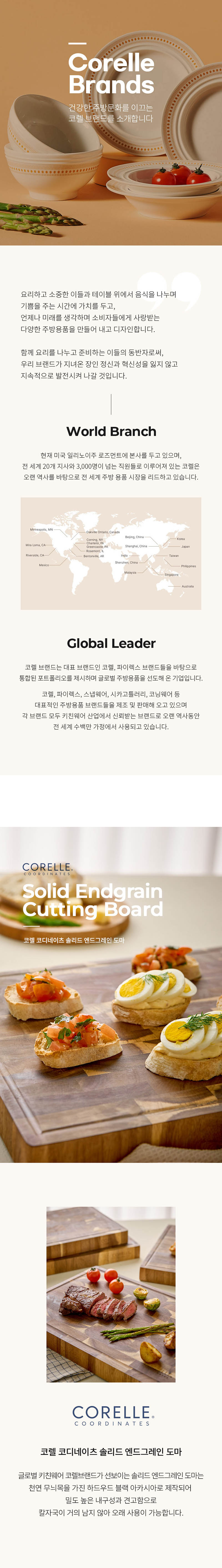 [코렐] 코디네이츠 엔드그레인 원목도마 정사각 상세 1
