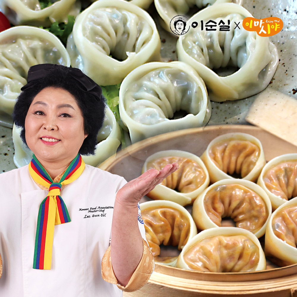 (홈쇼핑정품) 이순실의 평양만두 수제 1세트 (고기손만두800g+김치손만두800g) 총54개