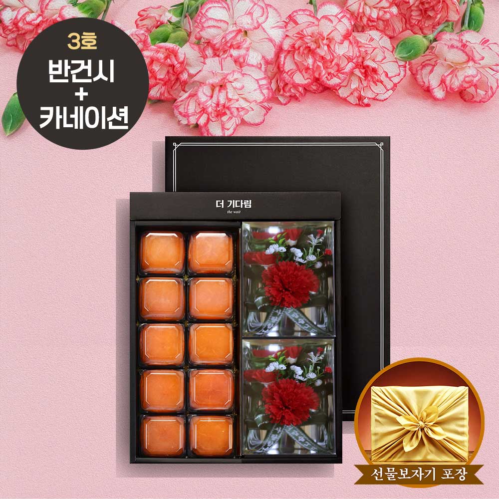 [더기다림] 반건시 곶감 & 카네이션 가정의달 선물세트 3호 [대과 반건시 580g + 카네이션 2개]