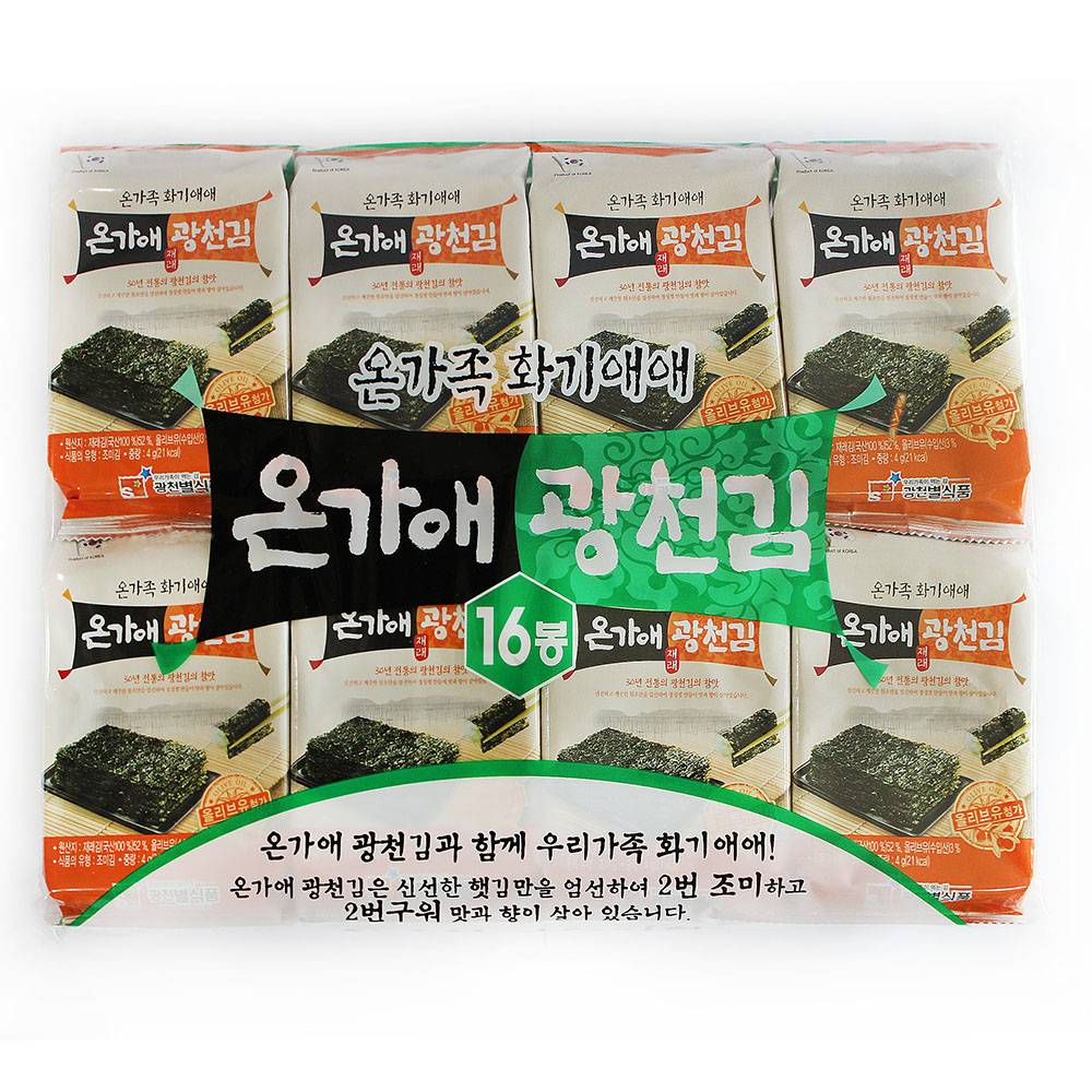 [온가애] 재래 광천김 16단 도시락 4g * 16 * 10번들